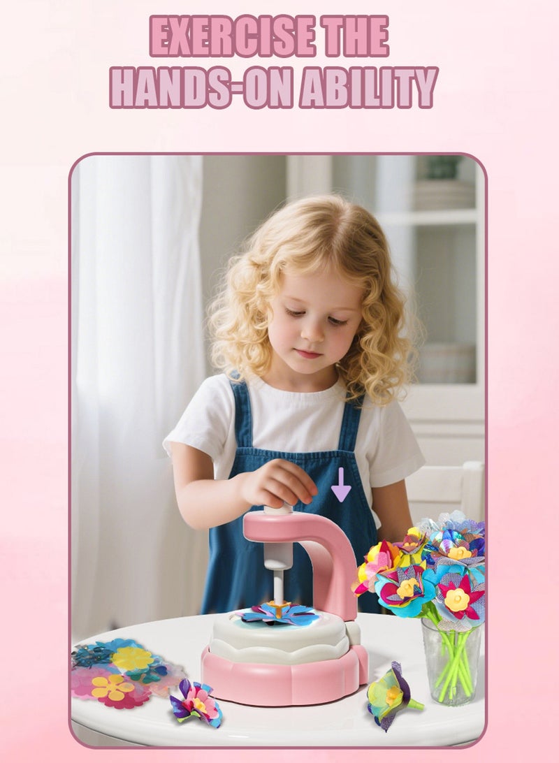 LOOPITYS Fabric Flower Bouquets Toys, DIY Craft Kits Toys for Kids - Flowers Market Toy, Build Your Flower Bouquet, Arts & Crafts for 4 5 6 7 8 Year Toddler Girl, Educational Activity Preschool B-Day Gifts - Image 2