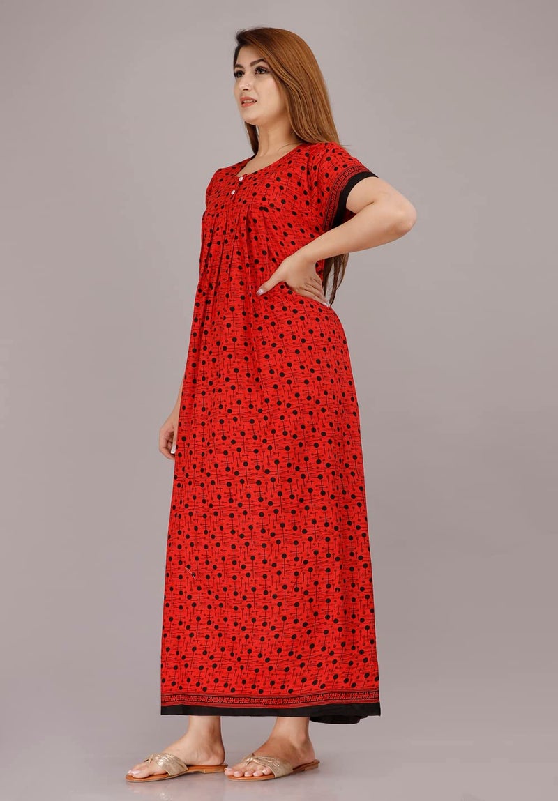 Monique Brand Cotton Nighty for Women — Floral Printed Stylish Night Gown, Comfortable Sleepwear Long Nightwear, Maxi- Free Size (Size - M to XXL-44) - Image 2