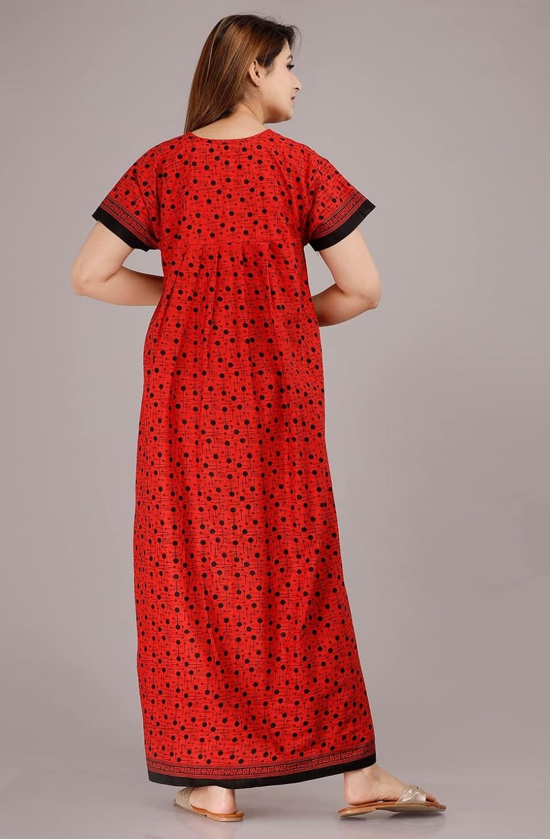 Monique Brand Cotton Nighty for Women — Floral Printed Stylish Night Gown, Comfortable Sleepwear Long Nightwear, Maxi- Free Size (Size - M to XXL-44) - Image 3