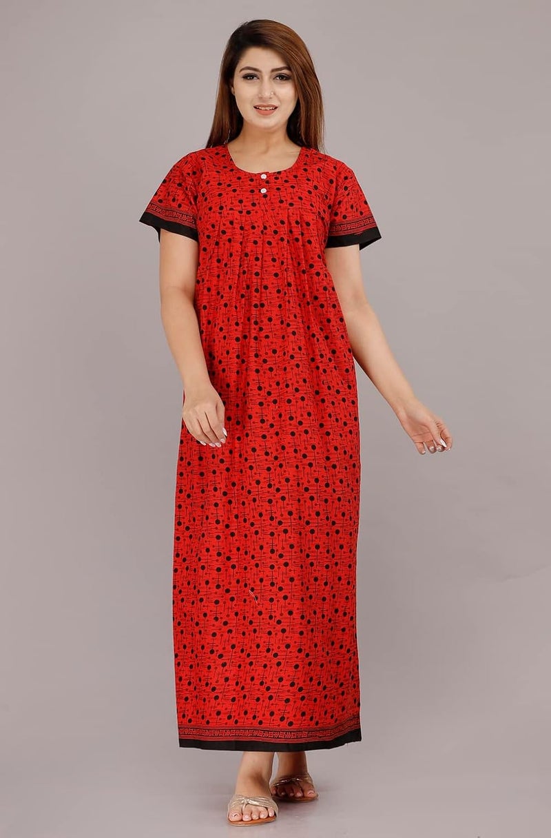Monique Brand Cotton Nighty for Women — Floral Printed Stylish Night Gown, Comfortable Sleepwear Long Nightwear, Maxi- Free Size (Size - M to XXL-44) - Image 5