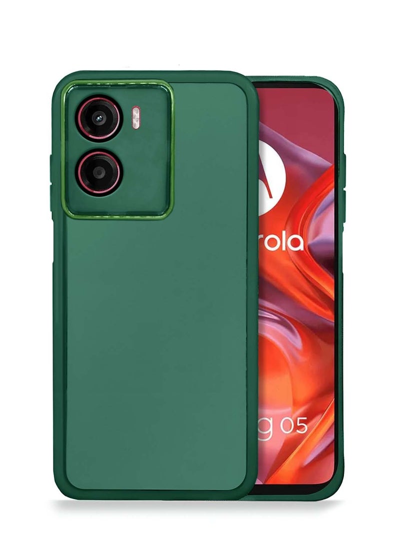 دبليو تيك موتورولا موتو G05 4G / موتورولا موتو E15 4G 2025 ناعم شفاف TPU سيليكون هاتف رفيع للغاية أنيق مطلي بالكهرباء غطاء العلبة الخلفي للكاميرا - أخضر غامق
