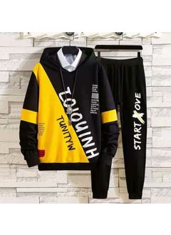Generic Couples Hoodie Sweatshirt Casual Sportswear Set Mens Womens Spring Autumn Trendy Streetwear Outerwear Long Sleeve Polyester suit yellow  - Image 1