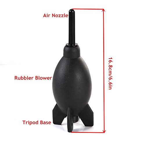 FocusFoto PRO 6.6 Inch Rubber Rocket Air Blower Duster Cleaner Dust Cleaning for DSLR Camera CCD Lens Keyboard Black - Image 4