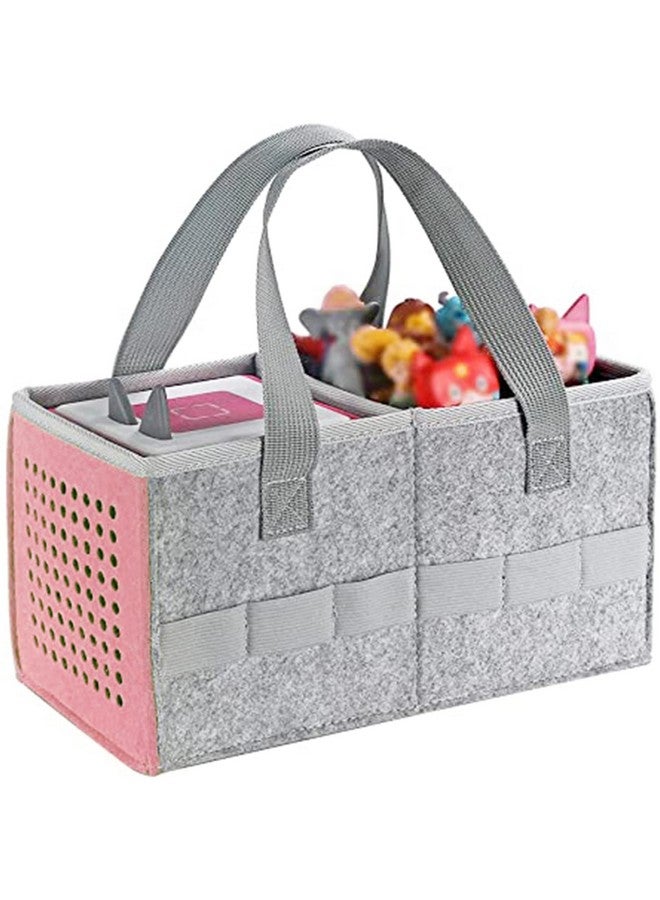 Hounyoln Portable Hand Bag for Toniebox Starter Set, Compatible with Toniebox Audio Player Starter Set Tonies Figures,Felt Cloth Storage Bag for Tonies Starter&Accessories Picnic Party Travel Bag(Pink)  - Image 1