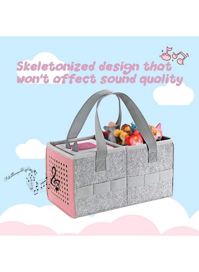 Hounyoln Portable Hand Bag for Toniebox Starter Set, Compatible with Toniebox Audio Player Starter Set Tonies Figures,Felt Cloth Storage Bag for Tonies Starter&Accessories Picnic Party Travel Bag(Pink)  - Image 2