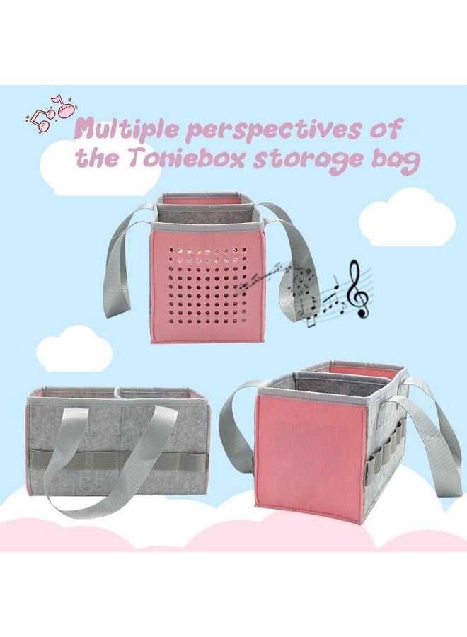 Hounyoln Portable Hand Bag for Toniebox Starter Set, Compatible with Toniebox Audio Player Starter Set Tonies Figures,Felt Cloth Storage Bag for Tonies Starter&Accessories Picnic Party Travel Bag(Pink)  - Image 3