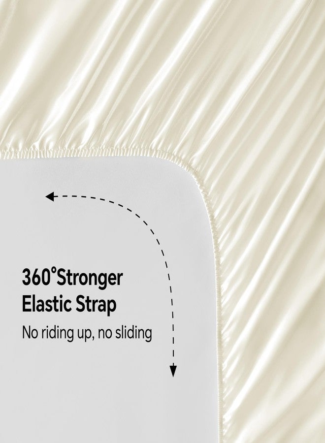 بيديليت طقم ملاءات سرير وأغطية وسائد من الساتان الفاخر من BEDELITE، ملاءة سرير ناعمة فاخرة تشبه الحرير مع أشرطة مطاطية في الزوايا، جيب عميق يصل إلى 15 بوصة، ملاءة سرير واحدة و2 غطاء وسادة (مقاس كامل، بيج). - Image 4
