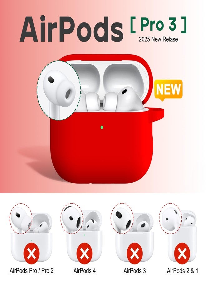 R-fun جراب R-fun لسماعات AirPods Pro 3 (2025)، غطاء حماية من السيليكون الناعم متوافق مع سماعات Apple AirPods Pro من الجيل الثالث (كابل USB-C) للرجال والنساء، مع طقم تنظيف وسلسلة مفاتيح، أحمر - Image 2