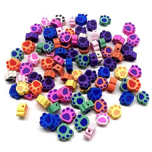 PEVOGON 100 Pcs Polymer Clay Beads Mixed Heishi Spacer Beads Supplies for DIY Bracelet Earring Necklace Jewelry Making Dog Paw - Image 1