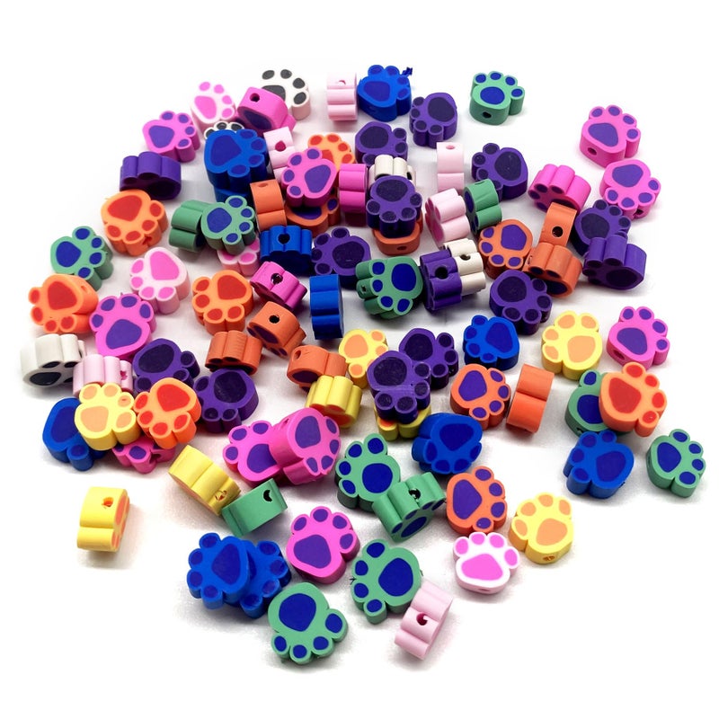 PEVOGON 100 Pcs Polymer Clay Beads Mixed Heishi Spacer Beads Supplies for DIY Bracelet Earring Necklace Jewelry Making Dog Paw - Image 3