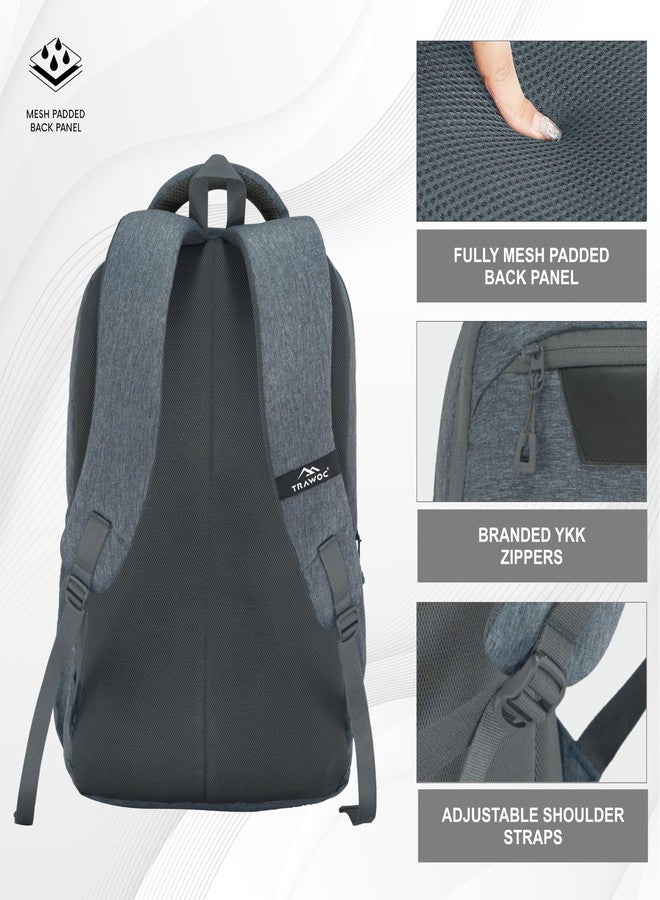 TRAWOC 30L Laptop Backpack TPB04 | Office & Travel Bag with 16-Inch Laptop Compartment, USB Charging Port & 3-Year Warranty -Ash blue - Image 4