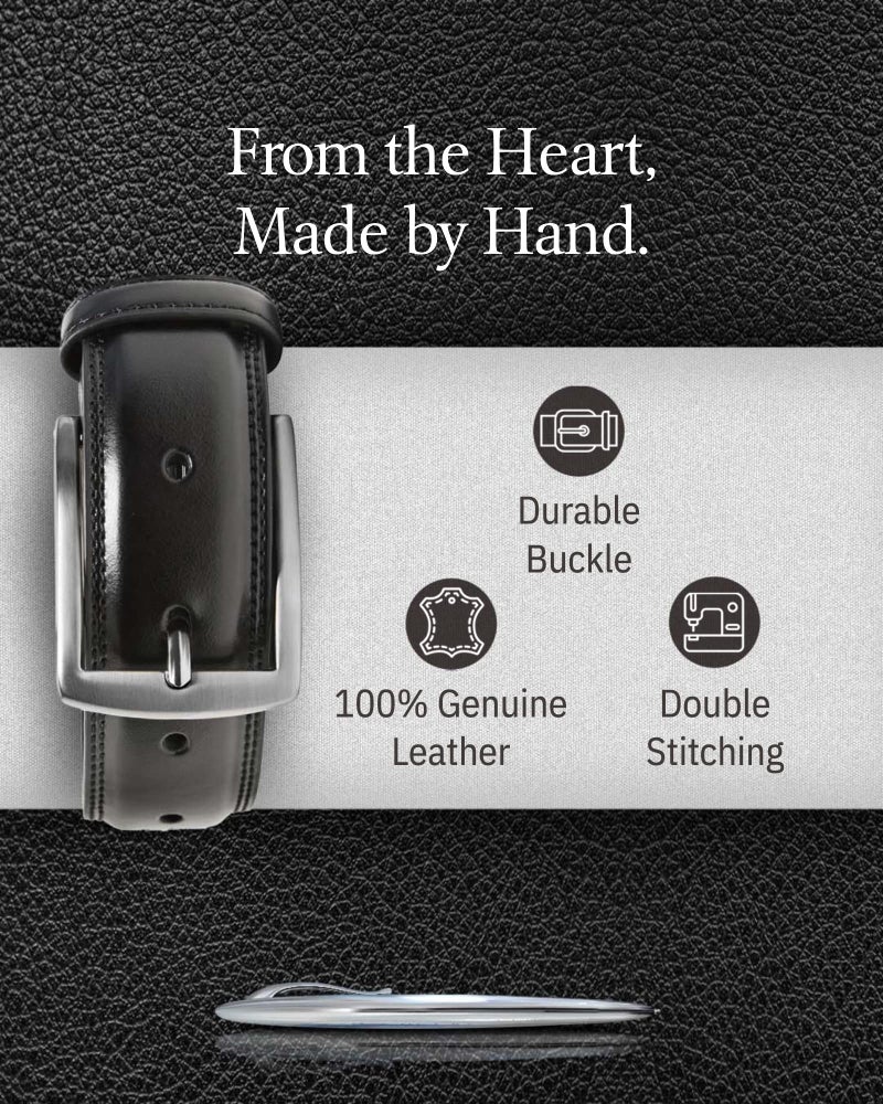 Access Denied Genuine Leather Dress Belts For Men - Mens Belt For Suits, Jeans, Uniform Black Belt - Designed in the USA - Image 3