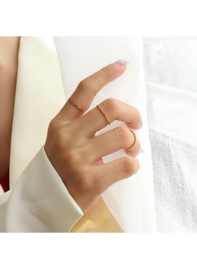 Generic Korean Style Niche Design Plain Ring Thin Tail Ring Index Finger Ring Titanium Steel 8k Gold Simple Ring Women's Jewelry 