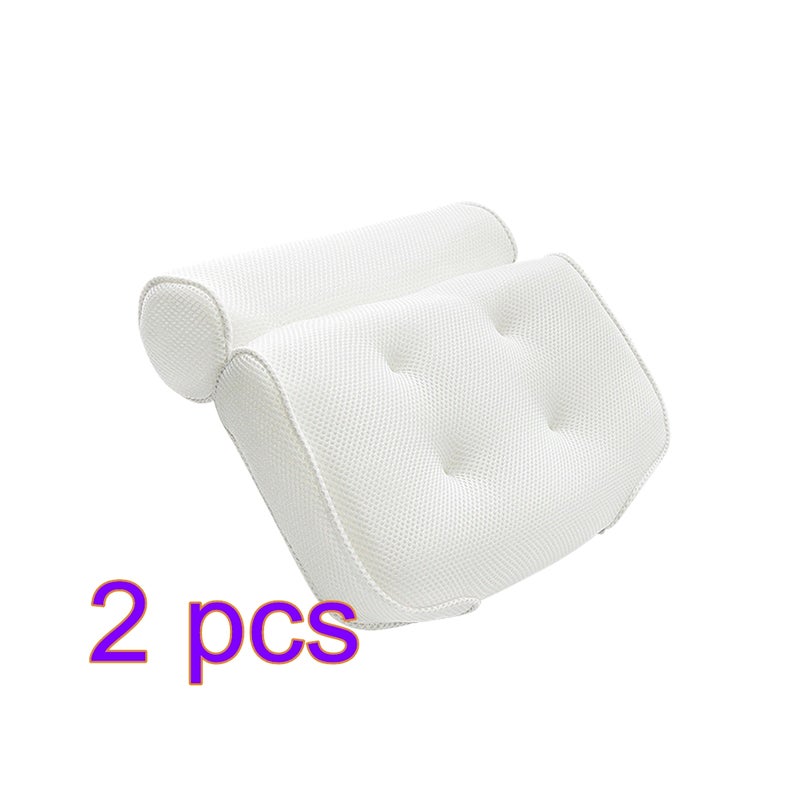 2pcs Breathable Spa Bath Pillow with Cups Neck and Back Support Spa Pillow for Home Hot Tub (White) - Image 5