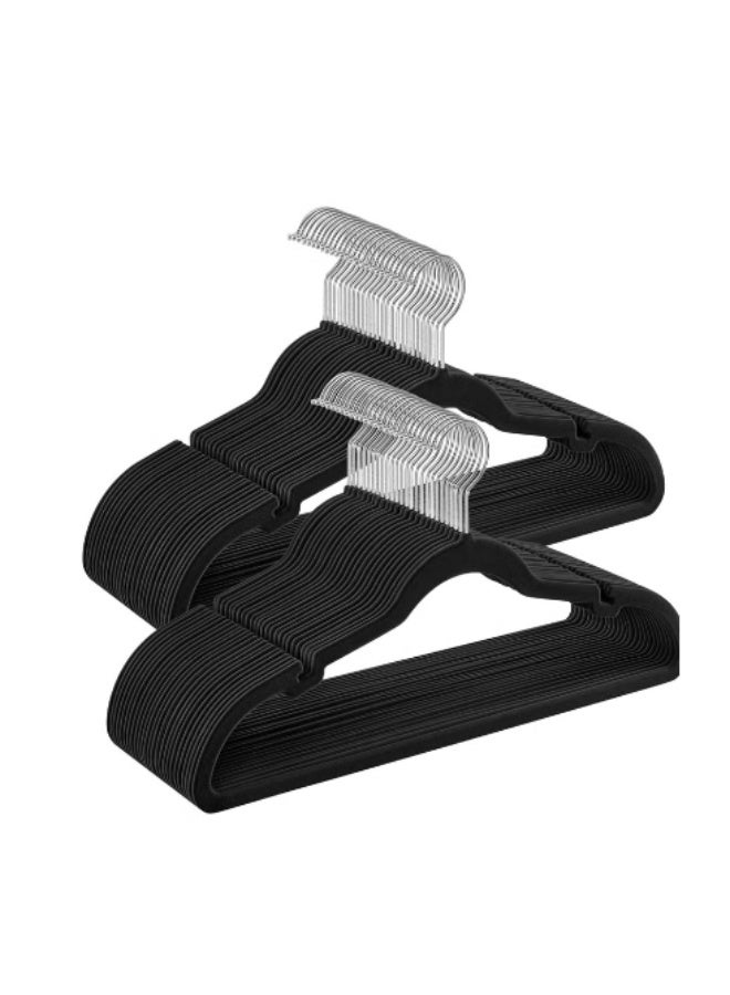 Hicomony 100-Piece Non-Slip Velvet 360 Degree Swivel Hangers Set Black - Image 2