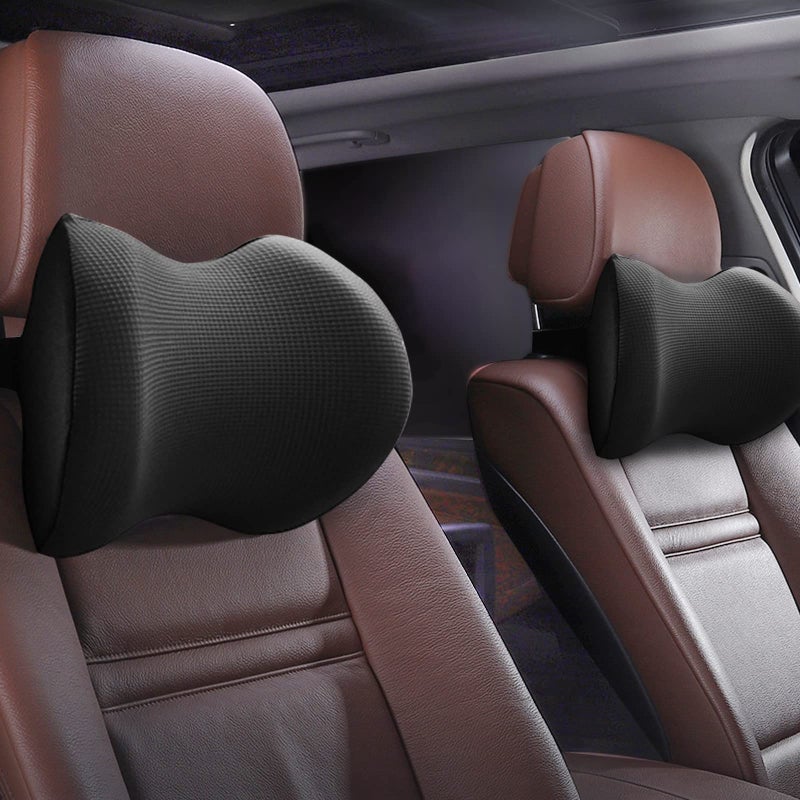 Super Comfy Car Headrest Pillow Car Pillow for Neck Pain Relief with Adjustable Strap 100 Memory Foam  Breathable Removable Cover Ergonomic Design  Softness Travel Car Neck PillowBlack 1PC