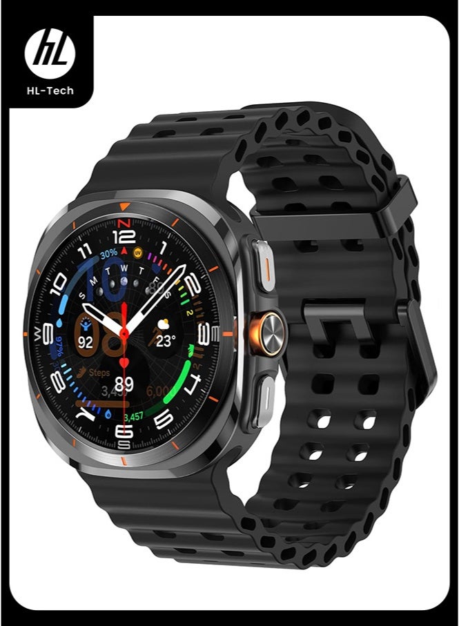 HL-Tech Samsung Galaxy Watch Ultra 47mm Soft Silicone Replacement Strap - High Quality, Lightweight, Stylish & Durable - Easy Installation - Replacement Strap for Samsung Galaxy Watch Ultra 47mm Black - Image 1