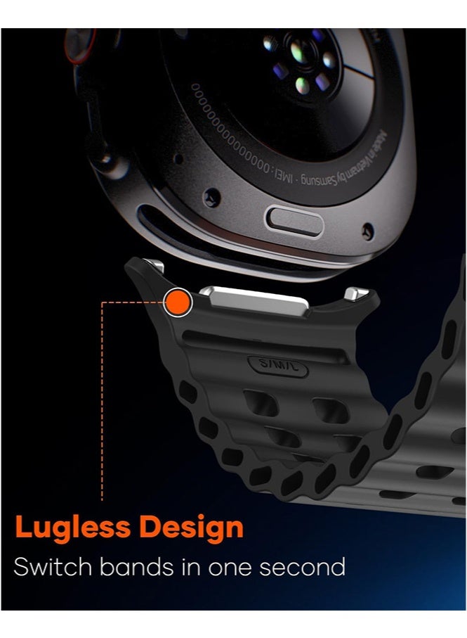 HL-Tech Samsung Galaxy Watch Ultra 47mm Soft Silicone Replacement Strap - High Quality, Lightweight, Stylish & Durable - Easy Installation - Replacement Strap for Samsung Galaxy Watch Ultra 47mm Black - Image 2