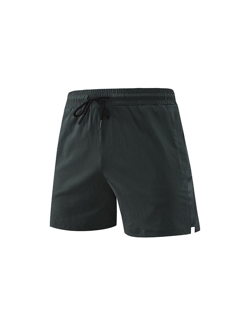 Generic Quick-Dry Solid Running Shorts Breathable Mens Sportwear Black  - Image 3