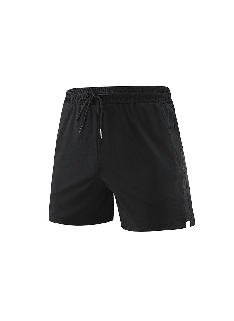 Generic Quick-Dry Solid Running Shorts Breathable Mens Sportwear Black  - Image 1