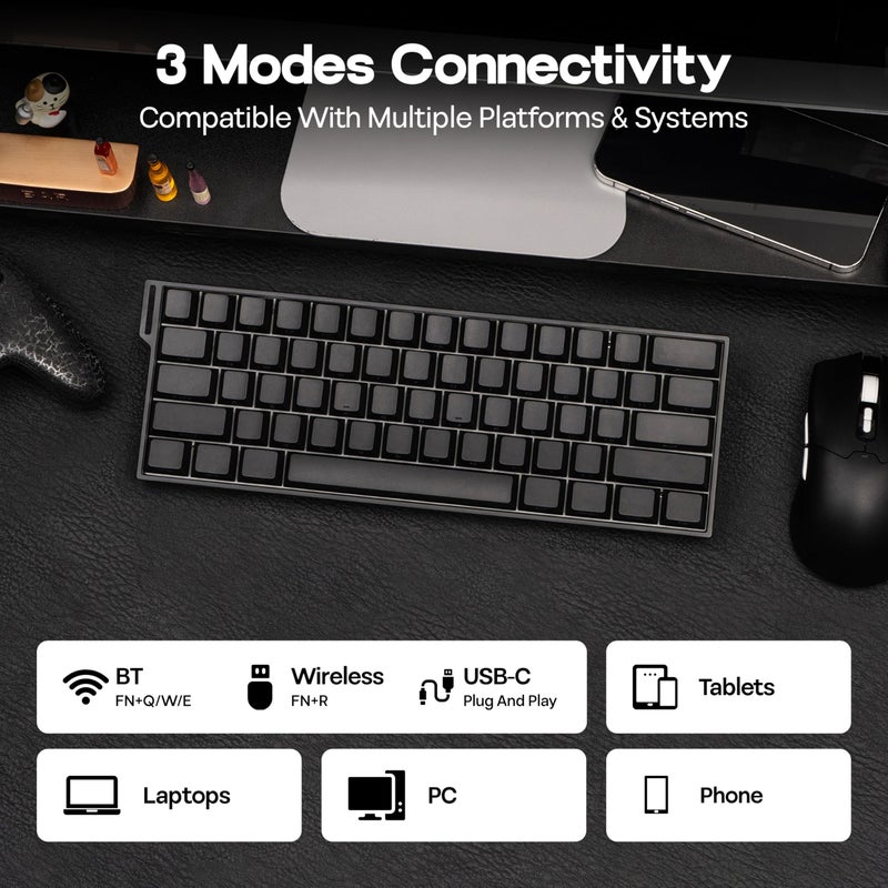 MechLands Aula Mini60 HE PRO Wireless Hall Effect Gaming Keyboard, 4000mAh, SOCD & DKS, Magnetic Keyboard with Fast Trigger, Adjustable Actuation, 8K Polling, RGB Backlit, Sound Dampening (Black) - Image 5