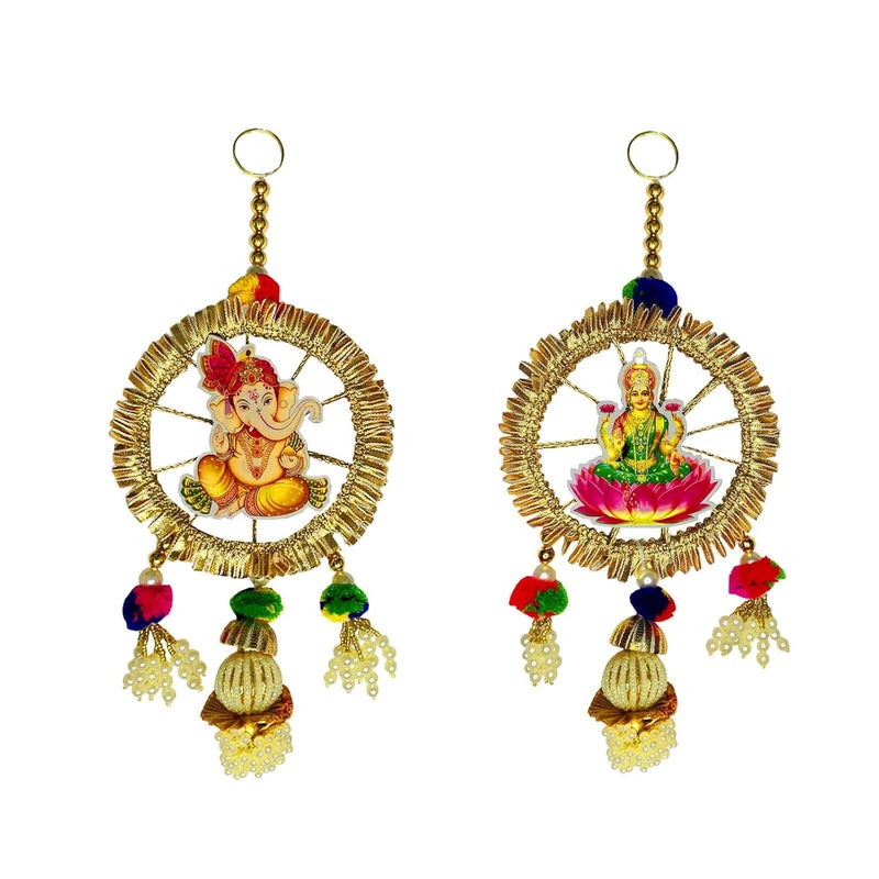 Buyent Enterprises Buyent Ganesh laxmi ji Hanging Door Hanging Flower toran laxmi Ganesh for Main Door Diwali dcor Side Door Hanging Design Diwali Special - Image 2