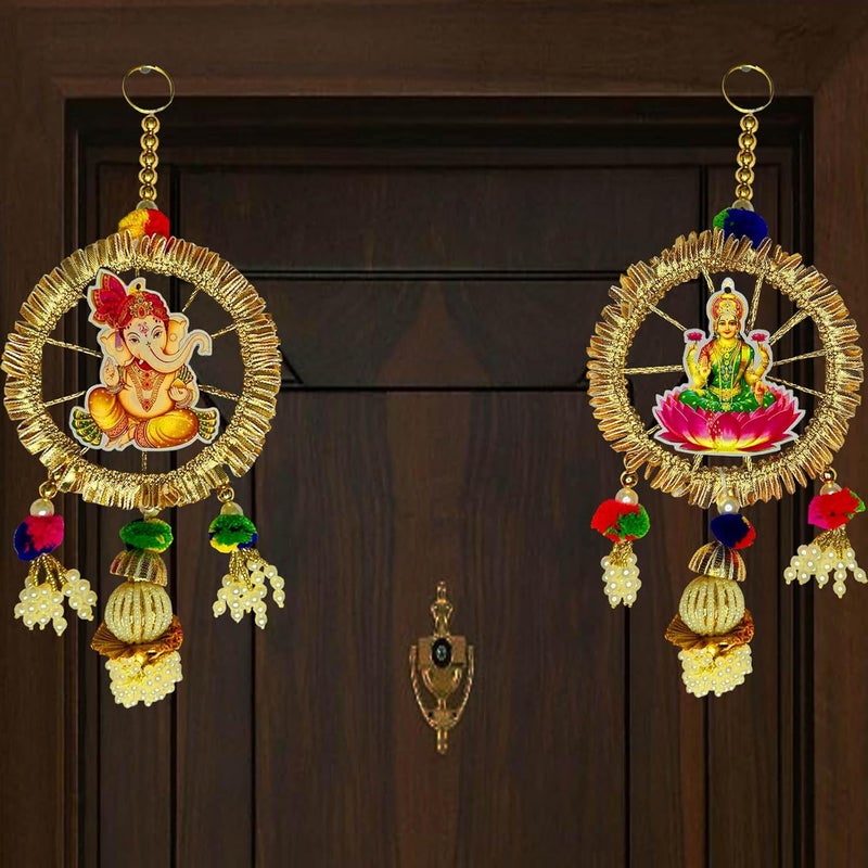 Buyent Enterprises Buyent Ganesh laxmi ji Hanging Door Hanging Flower toran laxmi Ganesh for Main Door Diwali dcor Side Door Hanging Design Diwali Special - Image 1