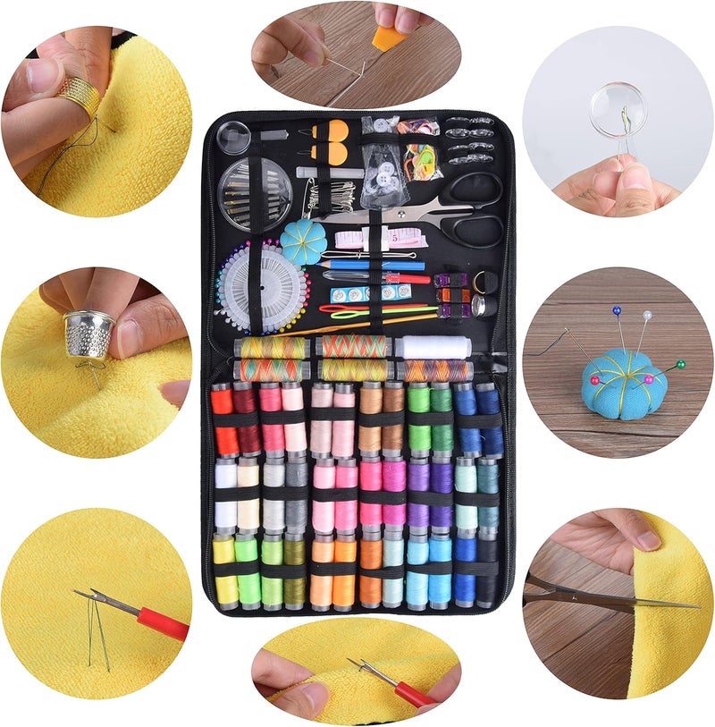 Excefore Sewing Kit, 226 Premium Sewing Supplies with PU Case, 43 XL Thread Spools, Thimble, Thread, Needle for Beginners/Professionals/Adults, DIY and Home Button Repair Kit - Image 5