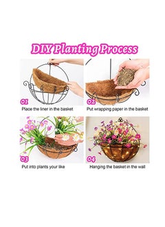 HOME TASTE TOMSUN Wall Hanging Planter Basket with Coconut Liner Wire Plant Holder Pot Wall Mounted Flower Baskets Garden Decoration for Indoor Outdoor  - Image 5