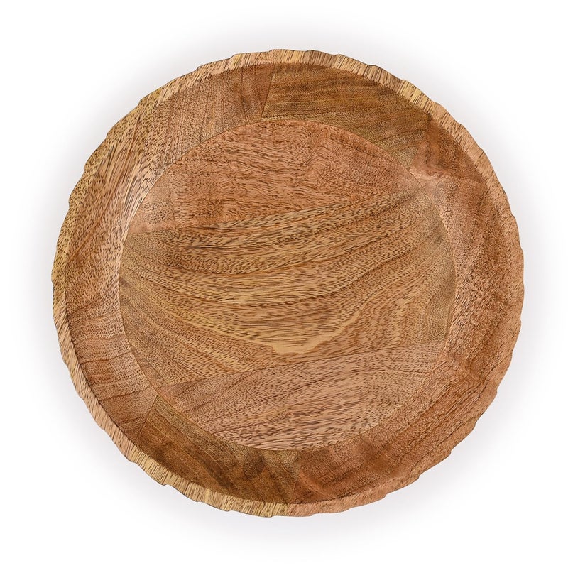 NIRMAN FRUIT BOWL Mango Wood Fruit Bowl Pedestal Bowl for Table DÃ©cor, Wooden Fruit Bowl for Kitchen Counter Pedestal Fruit Bowl, Dried Fruit (12" X 12" X 4.75") - Image 4