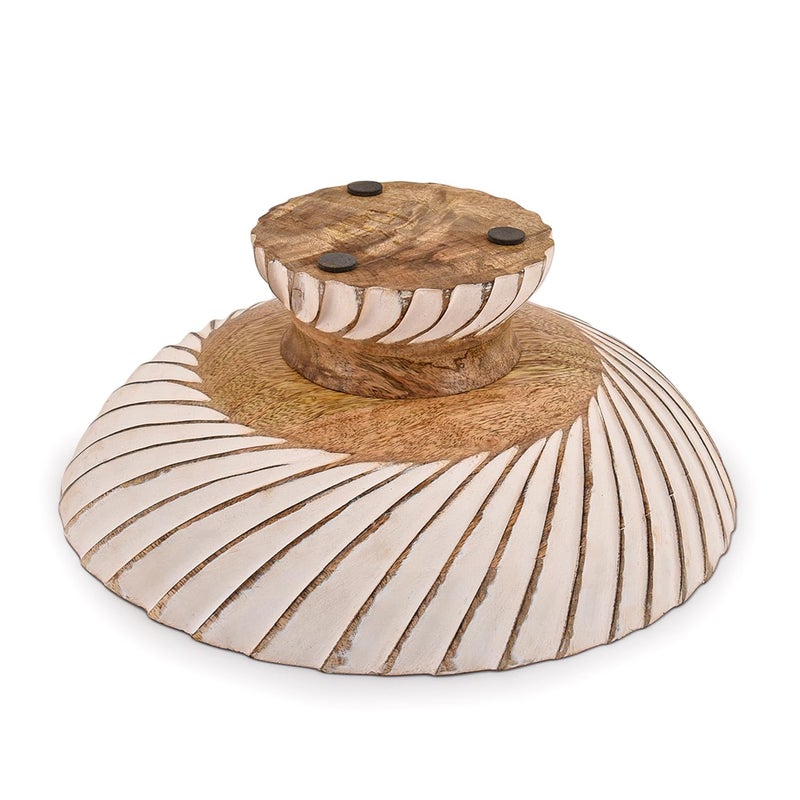 NIRMAN FRUIT BOWL Mango Wood Fruit Bowl Pedestal Bowl for Table DÃ©cor, Wooden Fruit Bowl for Kitchen Counter Pedestal Fruit Bowl, Dried Fruit (12" X 12" X 4.75") - Image 3