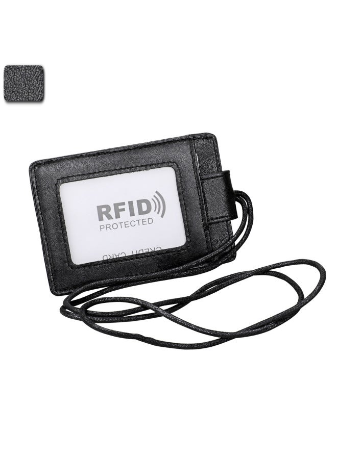 بطاقة صدر جلدية بتقنية RFID - تصريح عمل - حافظة بطاقات جلدية للمعارض - حاملة بطاقة حافلة للأطفال