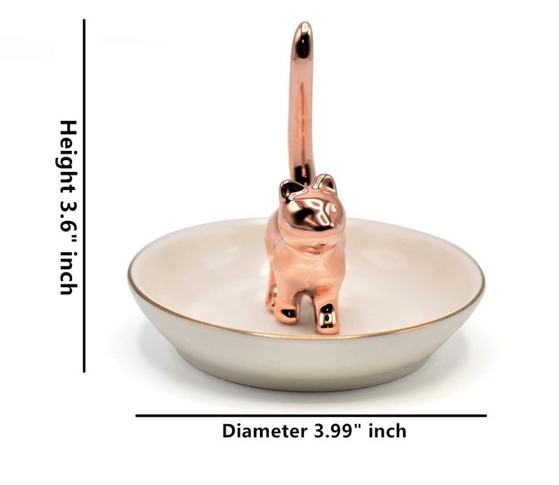 ROSA&ROSE Valentineâ€™s Day Ring Holder Jewelry Trayâ€“Handmade Cat Ring Dish,Romantic Gift for Her,Wedding,Birthday Gift for Girlfriend,Wife Personalized Jewelry Holder,Cute Cat Valentineâ€™s Day Decor - Image 4
