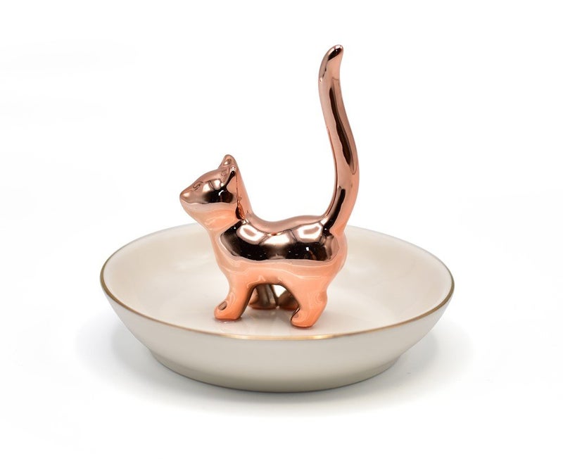 ROSA&ROSE Valentineâ€™s Day Ring Holder Jewelry Trayâ€“Handmade Cat Ring Dish,Romantic Gift for Her,Wedding,Birthday Gift for Girlfriend,Wife Personalized Jewelry Holder,Cute Cat Valentineâ€™s Day Decor - Image 2
