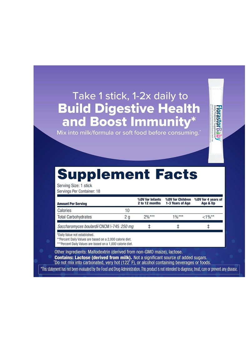 Florastor Baby Daily Probiotic Supplement 18 Powder Sticks - Image 2