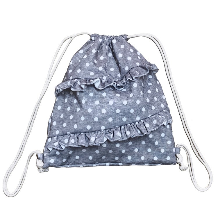 2025 Autumn Ruffle Polka Dot Casual Drawstring Backpack Large Capacity Pleated Trim Women's Backpack - Image 1