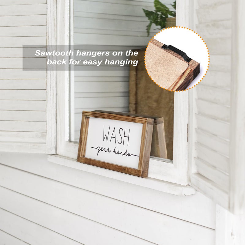 LIBWYS Bathroom Sign & Plaque (Set of 3) Wash Your Hands Brush Your Teeth Comb Your Hair Decorative Rustic Wood Farmhouse Bathroom Wall Decor (White) - Image 5