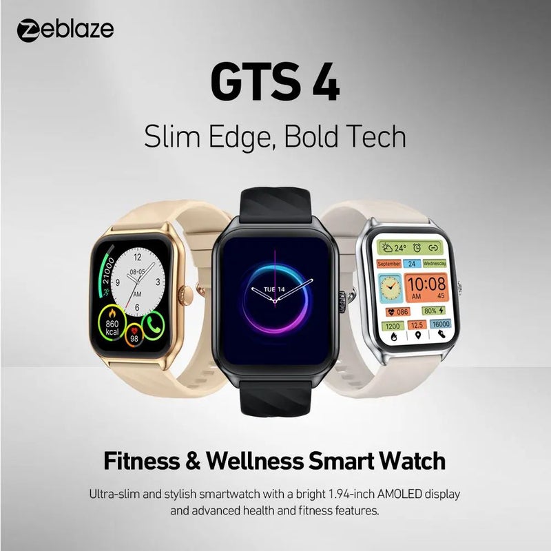 Zeblaze GTS 4 Smartwatch Voice Calling 1.94-Inch HD Amoled Display 100+ Sports Modes Heart Rate SpO2 Health Monitor, Black - Image 3