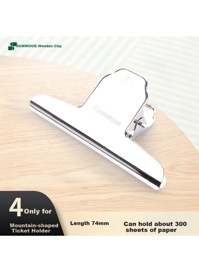 Sunwood 74mm Mountain-shaped Metal Binder Clips/financial Receipt Clips/metal Doent Clips 4pcs/bag 2069