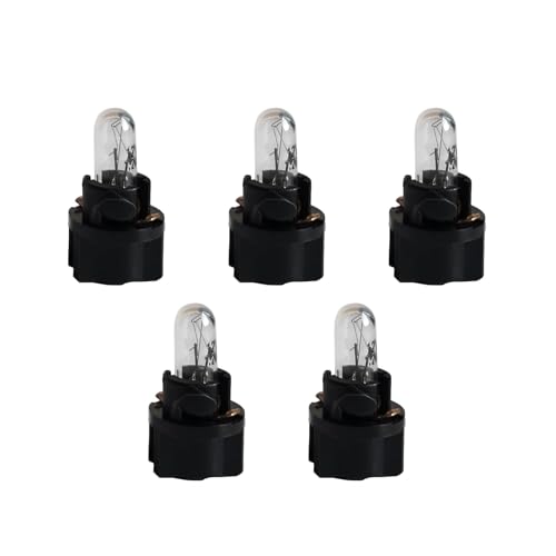 Dogary 5 PCS DB401 T5 Car Dashboard Light Bulbs Responsive High Brightness Indicator with Flat Top Plug and Play Antivibration Wedge Halogen Bulb AC Climate Control Switch Light White - Image 1