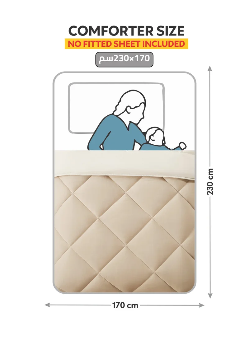 Donetella Bedding Comforter Set, Single Size 170x230 cm - 2-Pcs Solid Quilted Bed Set, Microfiber Fabric - 1 Comforter and 1 Pillow Sham