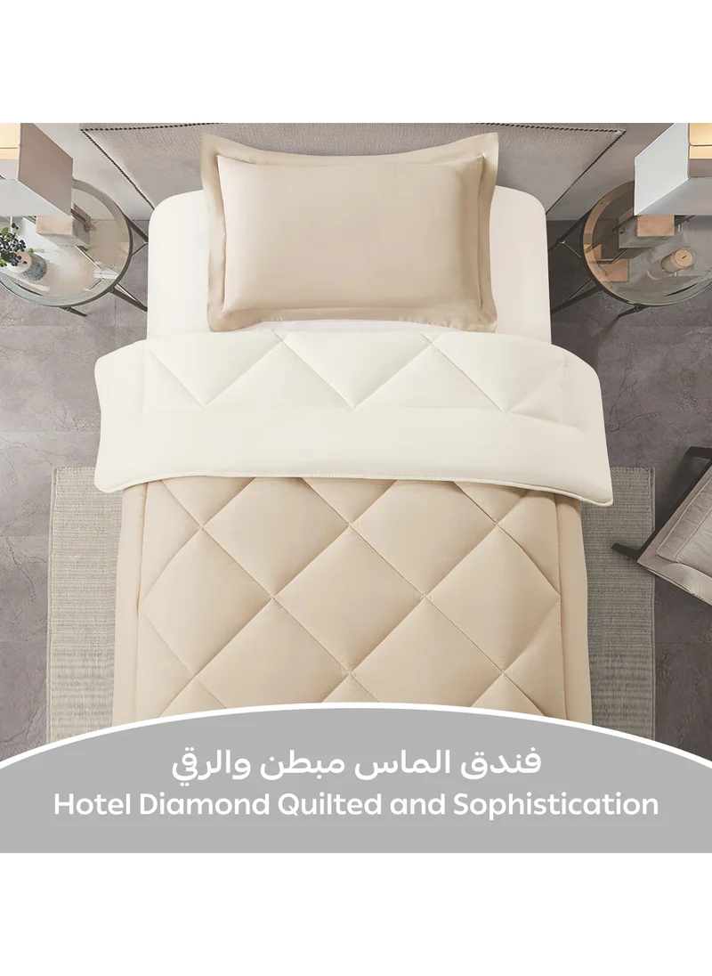 Donetella Bedding Comforter Set, Single Size 170x230 cm - 2-Pcs Solid Quilted Bed Set, Microfiber Fabric - 1 Comforter and 1 Pillow Sham