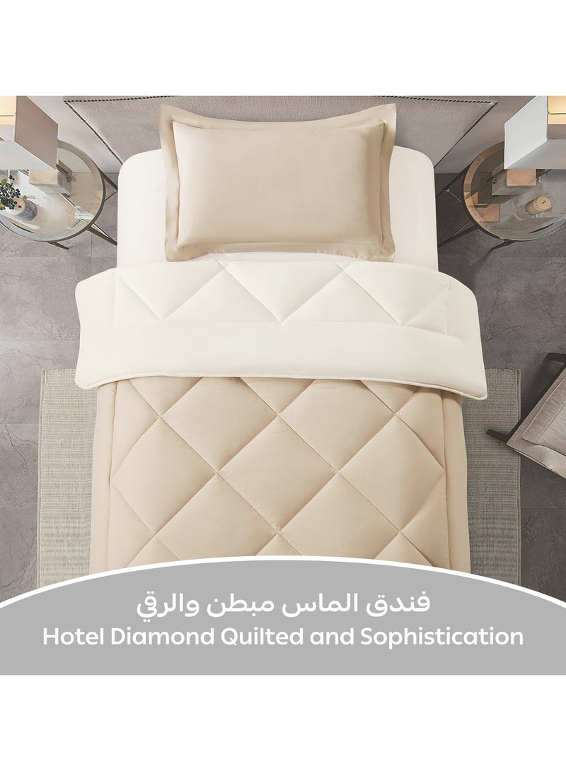 Donetella Bedding Comforter Set, Twin Size 170x230 cm - 2-Pcs Solid Quilted Bed Set, Microfiber Fabric - 1 Comforter and 1 Pillow Sham - Image 2