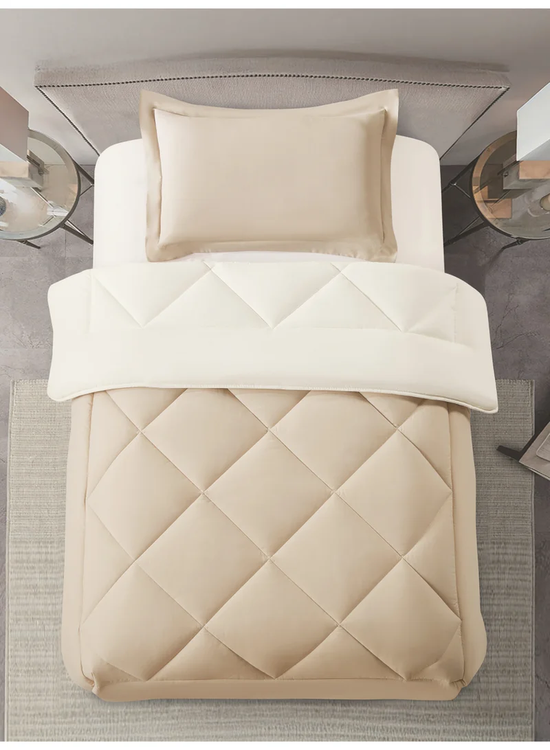 Donetella Bedding Comforter Set, Twin Size 170x230 cm - 2-Pcs Solid Quilted Bed Set, Microfiber Fabric - 1 Comforter and 1 Pillow Sham