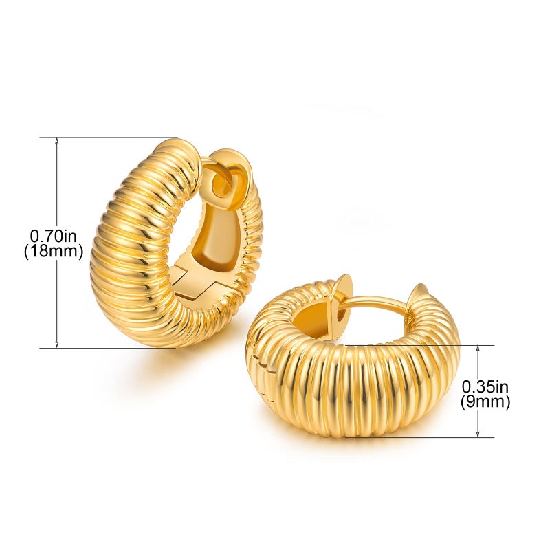 AllenCOCO Chunky Gold Hoop Earrings for Women, 18k Gold Plated Croissant Huggies, Delicate Everyday Jewelry, Hypoallergenic for Sensitive Ears - Image 5