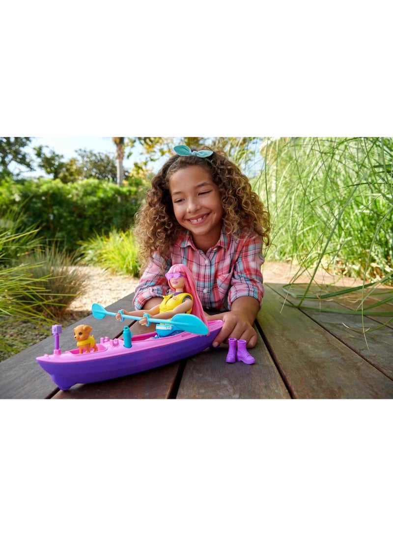 Barbie It Takes Two Camping Playset with Daisy Doll (Curvy with Pink Hair, 11.5 in), Pet Puppy, Kayak & Camping Accessories, Gift for 3 to 7 Year Olds - Image 4