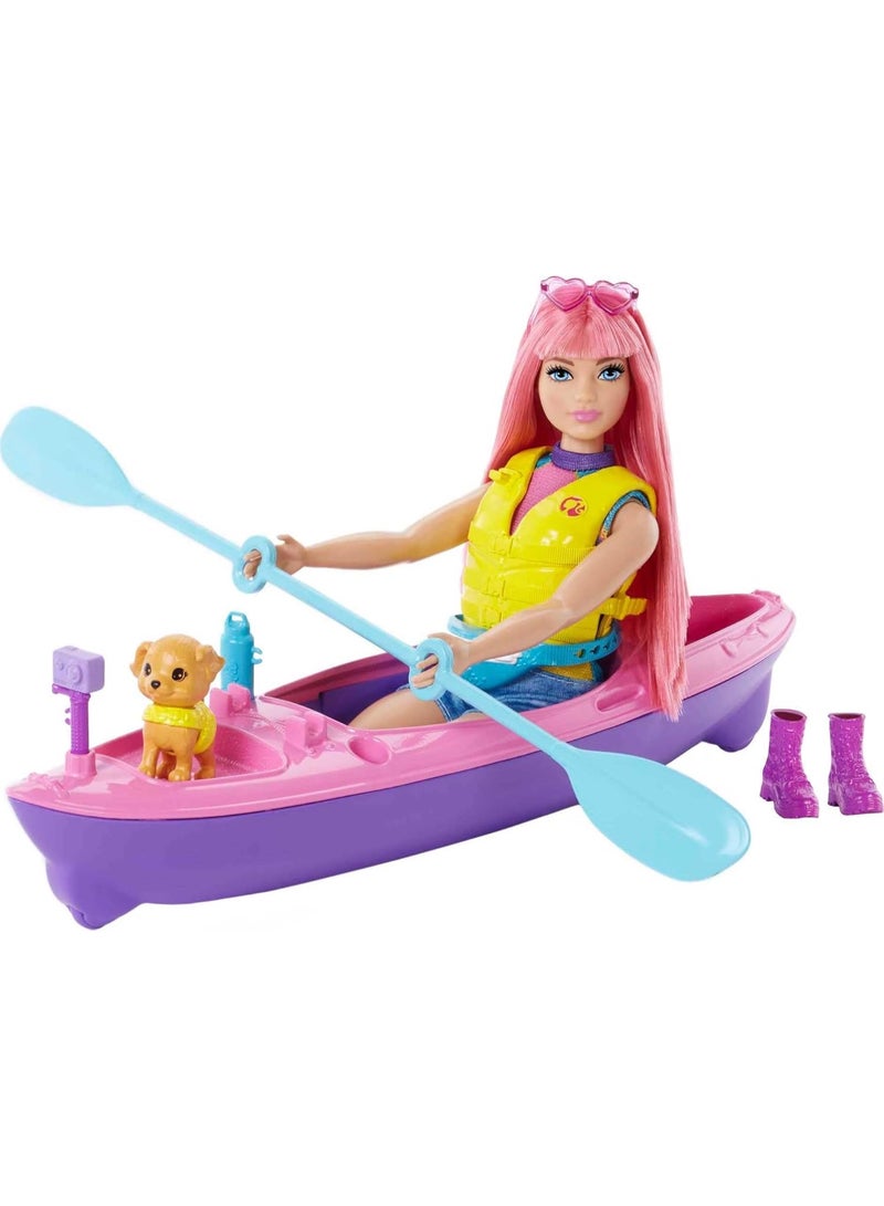 Barbie It Takes Two Camping Playset with Daisy Doll (Curvy with Pink Hair, 11.5 in), Pet Puppy, Kayak & Camping Accessories, Gift for 3 to 7 Year Olds - Image 5