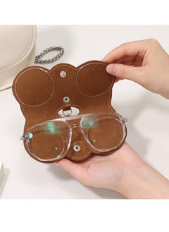 Generic Soft Leather Glasses Bag Portable Eyeglasses and Sunglasses Case Glasses Clips with Strap  (Brown)  - Image 2