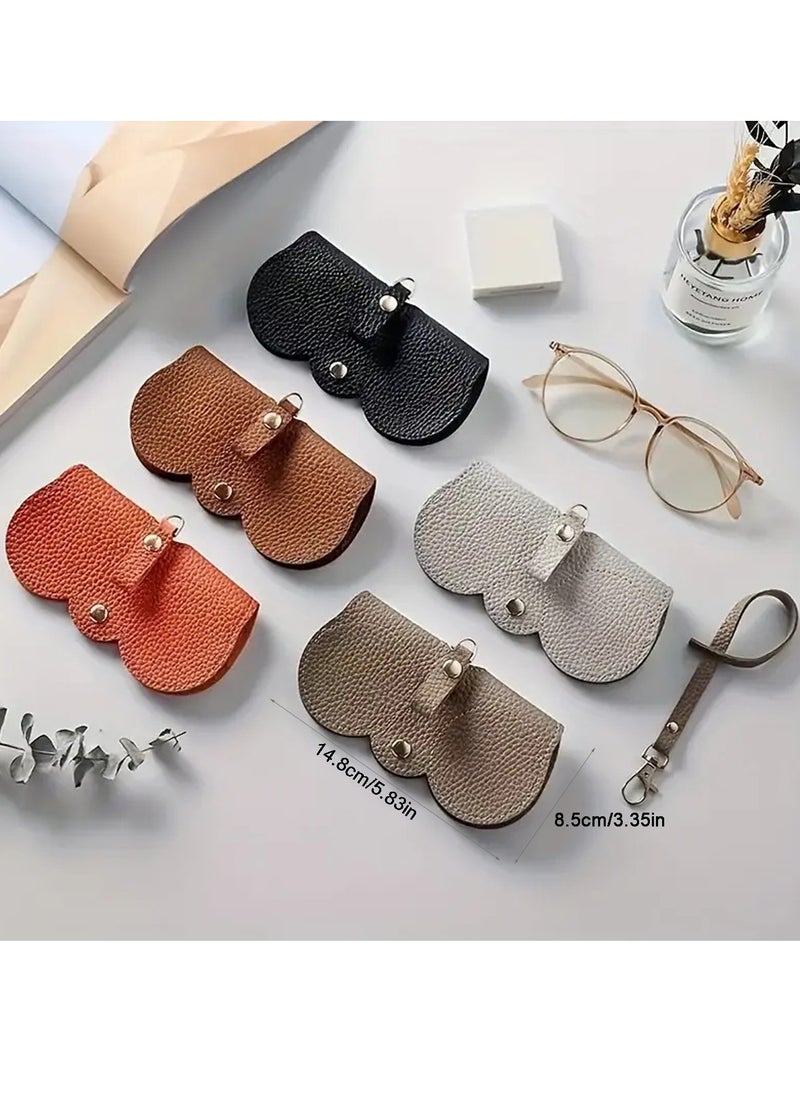 Generic Soft Leather Glasses Bag Portable Eyeglasses and Sunglasses Case Glasses Clips with Strap  (Brown)  - Image 3