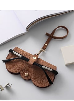 Generic Soft Leather Glasses Bag Portable Eyeglasses and Sunglasses Case Glasses Clips with Strap  (Brown)  - Image 1